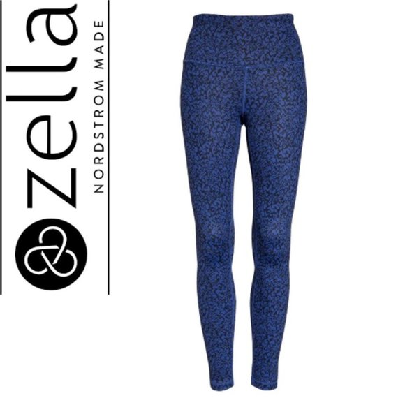 NEW Live In High Waist Ankle Performance Leggings Blue Twilight Wave Print Small - Picture 6 of 10